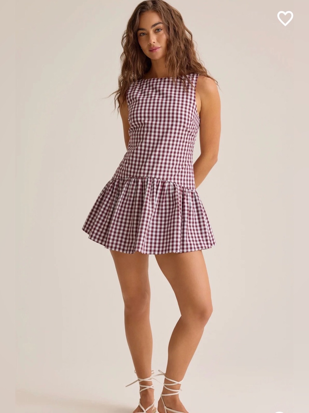 Altar'd State Burgundy and White Gingham Drop-Waist Dress